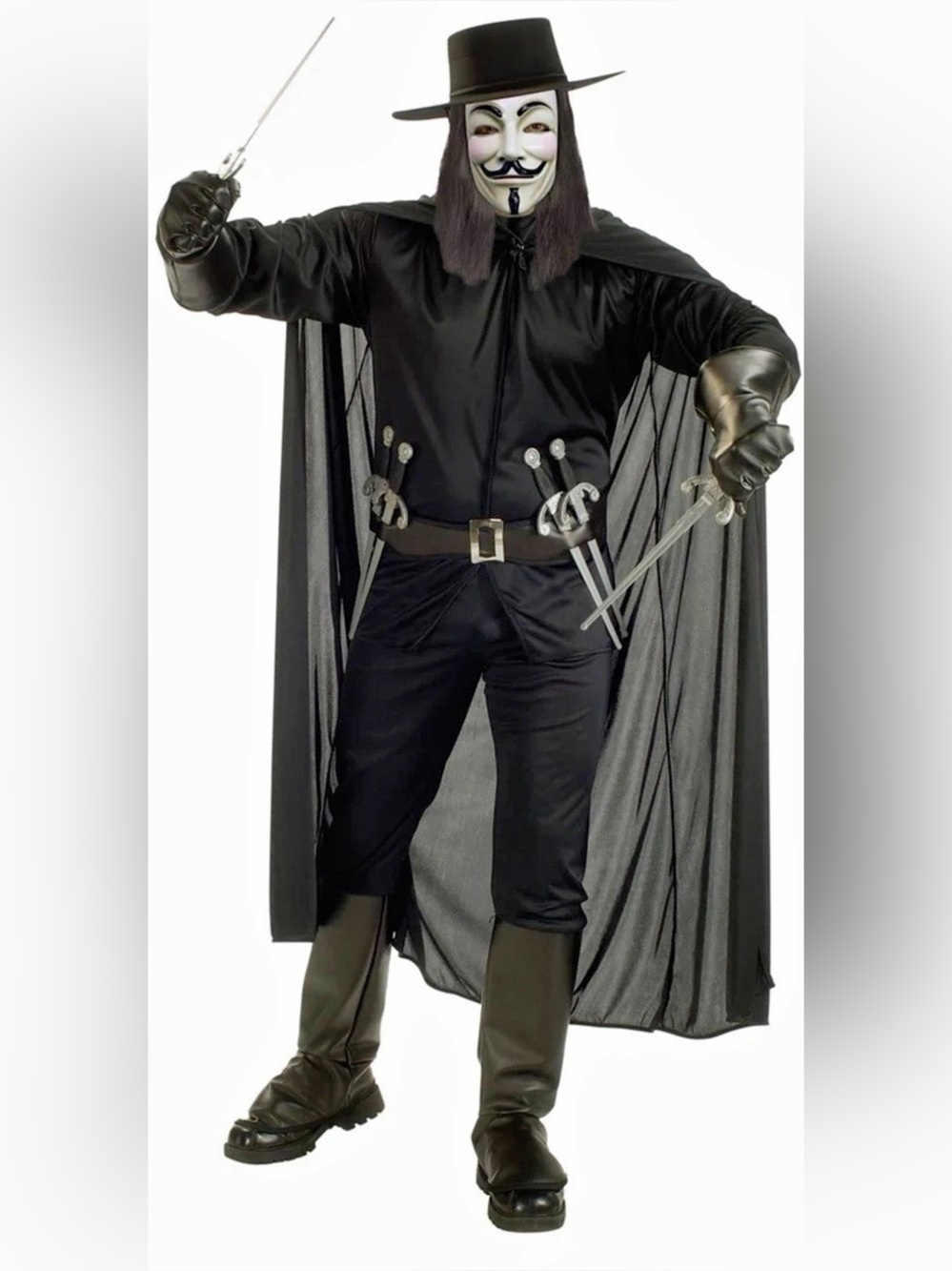 Rubie's V for Vendetta Deluxe Costume Black & Silver
